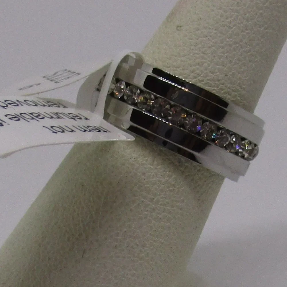 Austrian Crystal Ring Stainless Steel Size 6